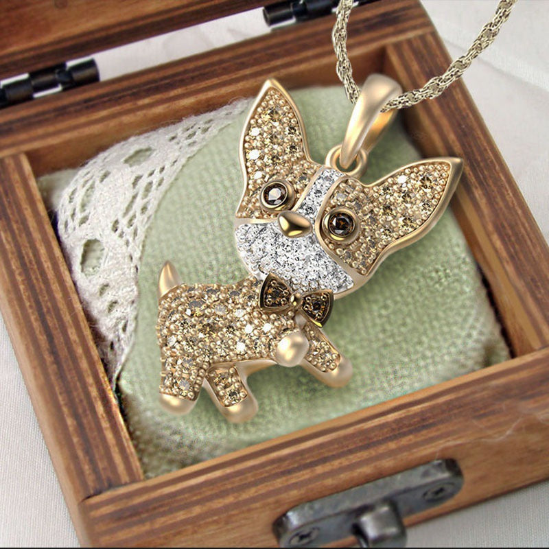 Wholesale Lovely Corgi Diamond Necklace